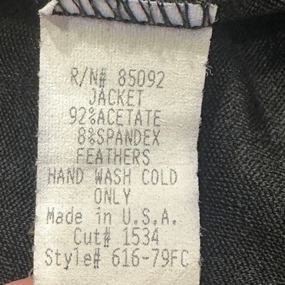 VTG 90s Marian & Maral Black Feather Trim Cropped Evening Cardigan Glam Small - Picture 8 of 8